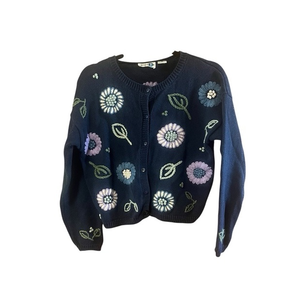 Paul Harris Design Vintage Knit Embroidered Cardigan Sweater - Picture 1 of 5